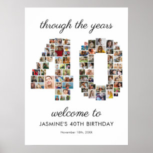 Poster Collage de photos de bienvenue pour les 40 ans