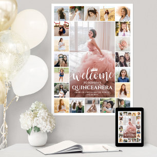 Poster Collage de photos de bienvenue pour Quinceañera 15