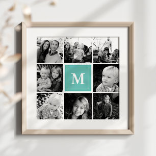 Poster Collage de photos de famille au monogramme sarcell