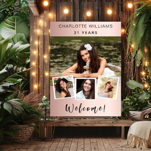 Poster Collage de photos de fête d'anniversaire rose gold