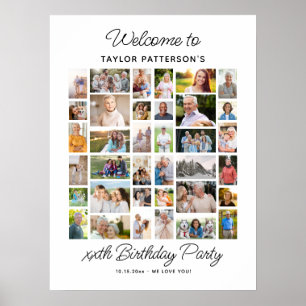 Poster Collage de photos de fête d'anniversaire, simple,