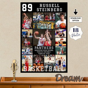 Poster Collage de photos de fin d'études de basketball 18