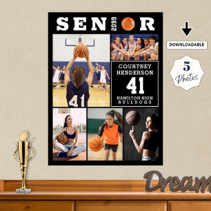 Poster Collage de photos de fin d'études de basketball se