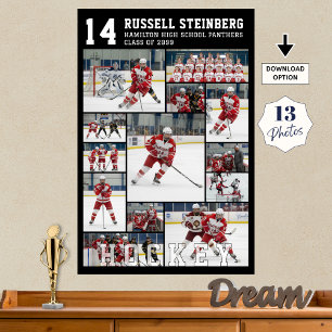 Poster Collage de photos de hockey pour un élève de termi