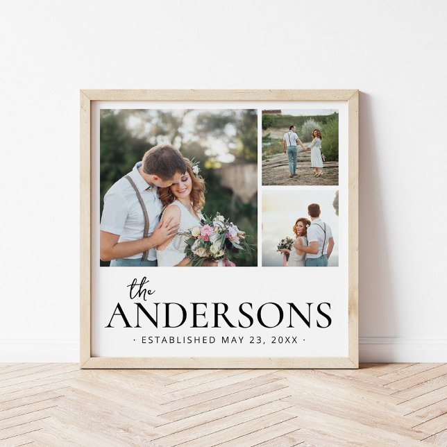 Poster Collage de photos de mariage au monogramme (Créateur téléchargé)