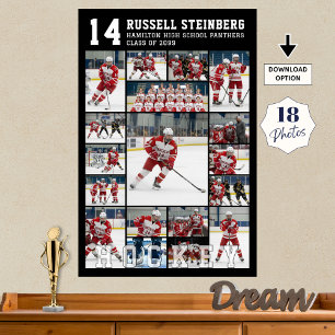 Poster Collage de photos de remise de diplômes de hockey