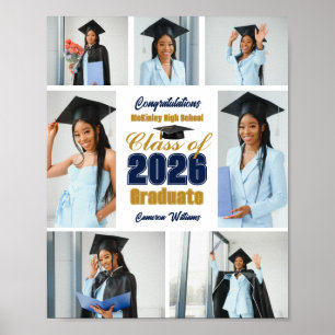 Poster Collage de photos de remise de diplômes Navy Blue