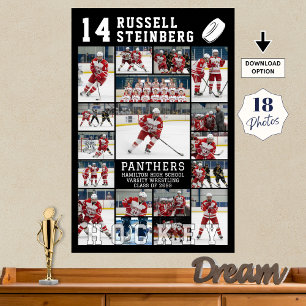 Poster Collage de photos de remise des diplômes de hockey