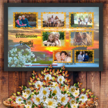 Collage de photos familiales Coucher de soleil sur