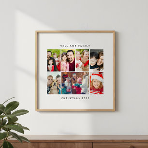 Poster Collage de photos minimaliste de Noël pour famille