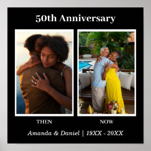 Poster Collage de photos noir et blanc pour anniversaire