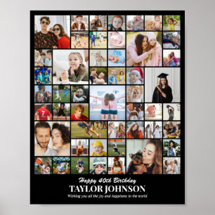 Poster Collage de photos personnalisé 50 photos 8x10 16x2