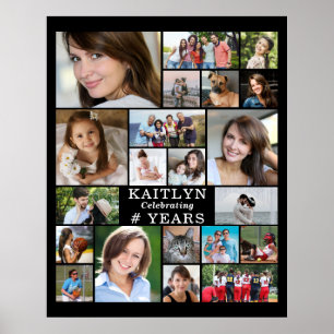 Poster Collage de photos personnalisé simple pour 21e ann