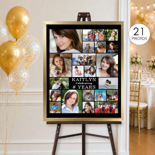 Poster Collage de photos personnalisé simple pour 21e ann