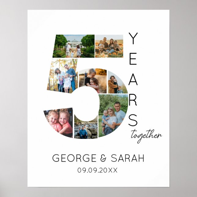 Poster Collage de photos pour les 5 ans de mariage ensemb (Devant)