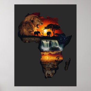 Poster Collage de safari faunique africain