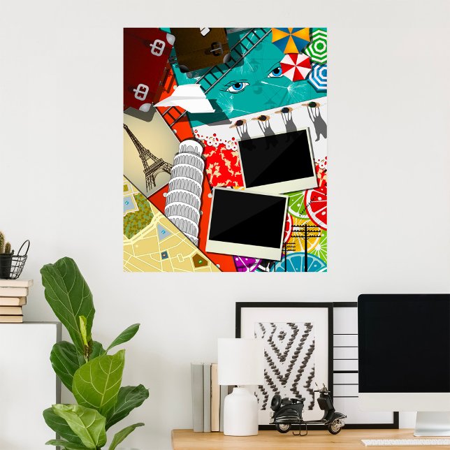 Poster Collage de voyage avec des sites touristiques embl (Créateur téléchargé)