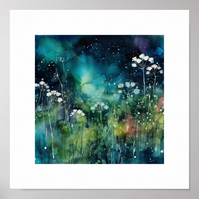 Poster Collage d'encre d'alcool floral (Devant)