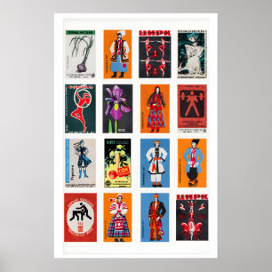 Poster Collage d'étiquettes de boîtes d'allumettes russes