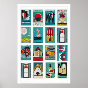 Poster Collage d'étiquettes de boîtes d'allumettes sarcel
