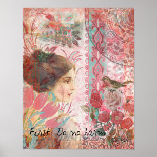 Poster Collage doux mou féminin - ne faites d'abord aucun