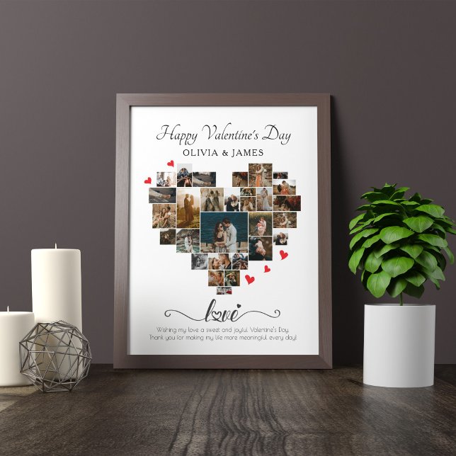 POSTER COLLAGE DU COEUR HEUREUSE SAINTE-VALENTIN (Créateur téléchargé)