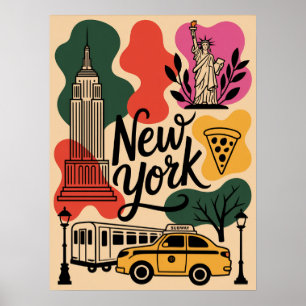 Poster Collage emblématique de la skyline de New York Cit