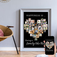 Collage en forme de coeur Le bonheur est une famil
