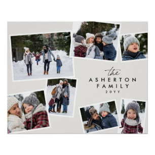 Poster Collage familial 7 photo simple type noir moderne
