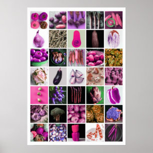 Poster Collage LÉGUMES - rose/violet