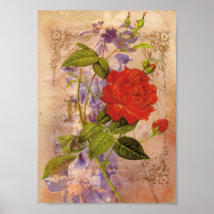 Poster Collage numérique Vintage Florals