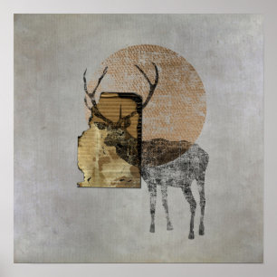 Poster Collage original (cerfs communs)
