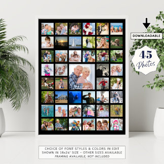 Poster Collage personnalisé de 45 photos couleur personna