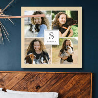 Collage personnalisé de 4 photos avec monogramme e