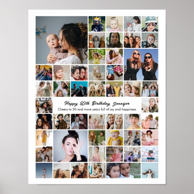 Poster Collage personnalisé de 50 photos Cadeau pour les  (Devant)
