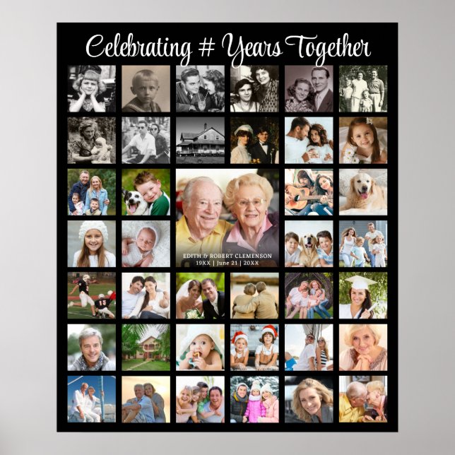 Poster Collage photo Anniversaire 39 photos personnalisée (Devant)