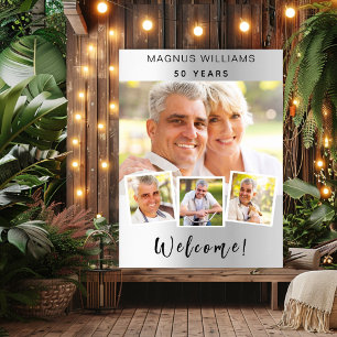 Poster Collage photo argent anniversaire fête bienvenue