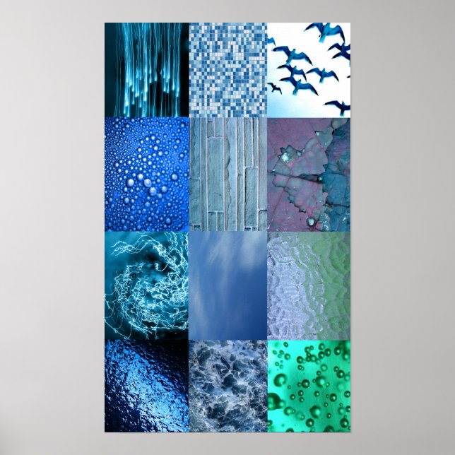 Poster Collage photo bleu (Devant)