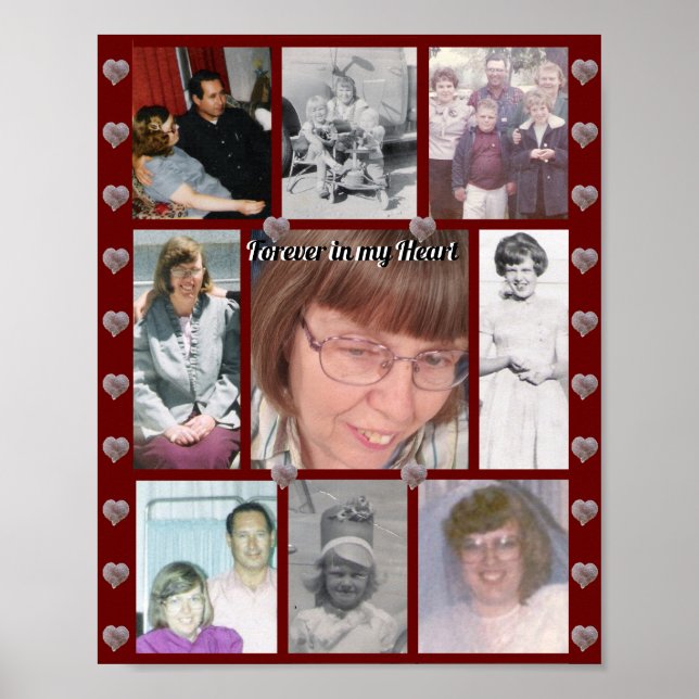 Poster Collage photo Cœurs Pour toujours dans mon cœur Ro (Devant)