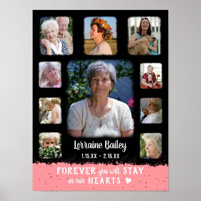 Poster Collage photo couleur noir rose (Devant)