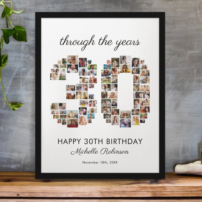 Poster Collage photo d'anniversaire 30 ans heureux (Créateur téléchargé)
