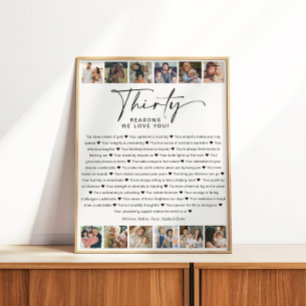 Poster Collage photo d'anniversaire 30 raisons pour lesqu
