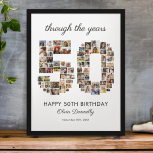 Poster Collage photo d'anniversaire 50 ans heureux
