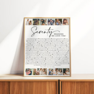 Poster Collage photo d'anniversaire 70 raisons pour lesqu