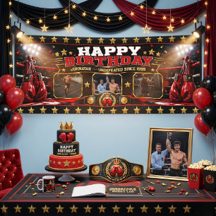 Poster Collage photo d'anniversaire de boxe personnalisé 