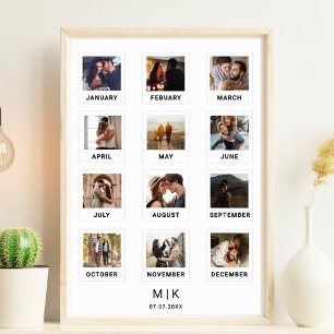 Poster Collage photo d'anniversaire de couple moderne