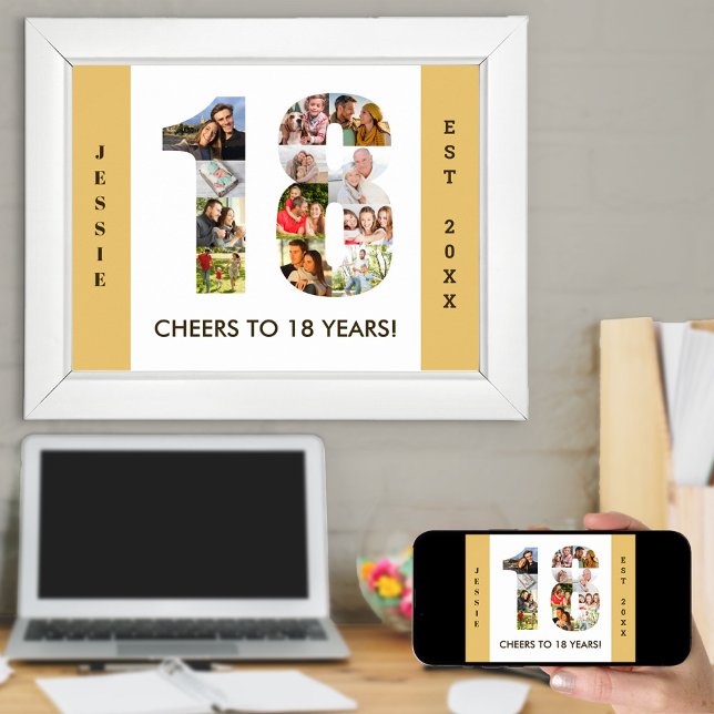 Poster Collage photo dans le numéro 18 Neutre 18e anniver (Créateur téléchargé)
