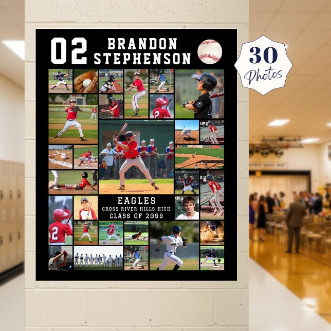 Poster Collage photo de 30 photos de baseball numéro du j (Créateur téléchargé)