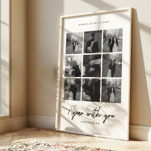 Poster Collage photo de 9 pour le 1er anniversaire de mar