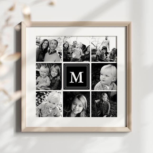 Poster Collage photo de famille Monogram noir (Créateur téléchargé)